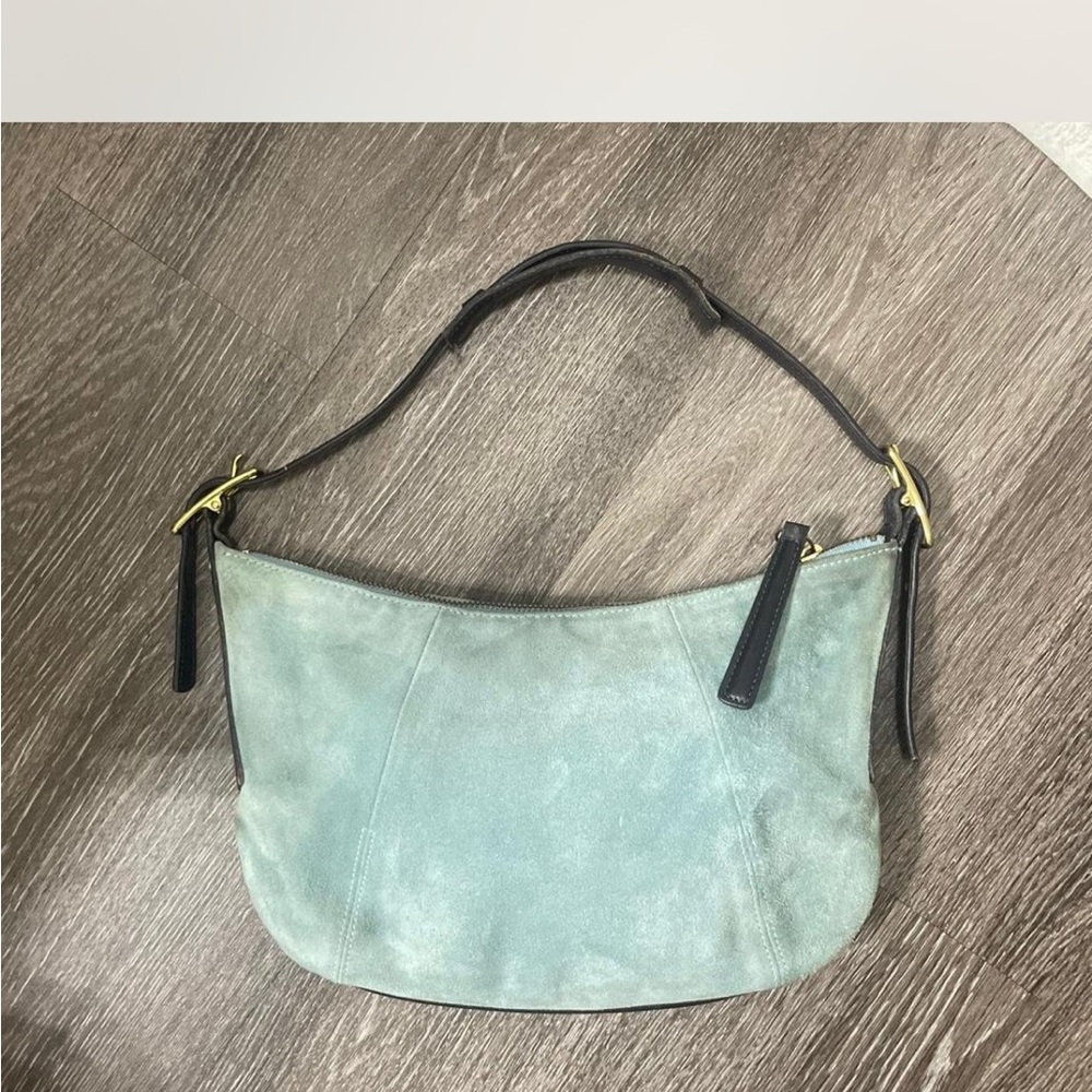 Black and blue suede coach Bag